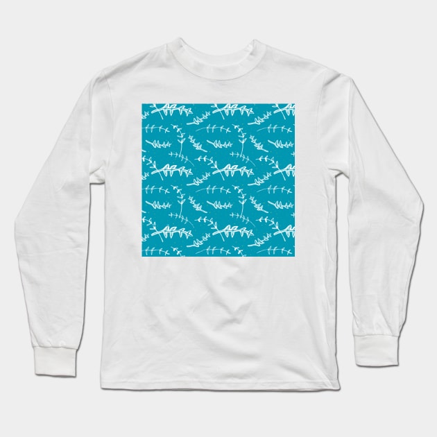 Botanical-Pattern, set, , sky blue white 1, botanic, nature, botanical, floral, flowers, floral-pattern, leaves, plants, minimalist, garden, jungle, leaf, exotic, tropical, flower, boho, cacti, succulent, digital, graphic-design, pattern, Long Sleeve T-Shirt by DREAMBIGSHIRTS